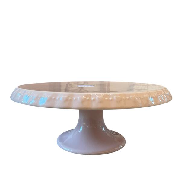 Pastel Pink Valentines Heart Embossed Pedestal Cake Stand Made in Portugal New - Picture 9 of 16